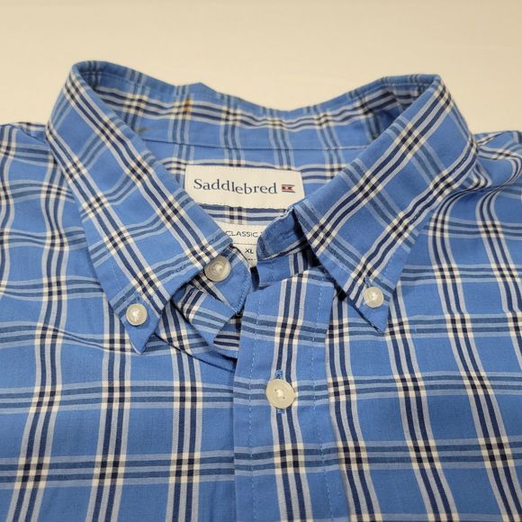 Saddlebred Men's Classic Fit SS Button Down Plaid Shirt XL - Picture 4 of 10